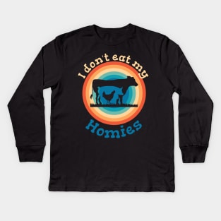 I dont eat my homies funny saying vegan vegan Kids Long Sleeve T-Shirt